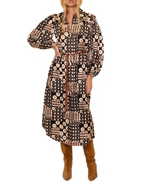illustration midi tunic dress in geometric multi