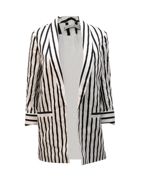 vertical striped blazer in black and white cotton