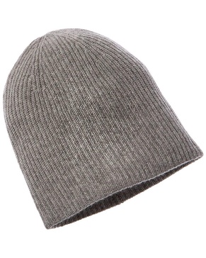 rib knit double layer cashmere hat