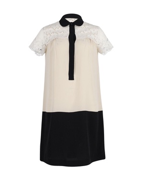 max mara lace panel dress in cream silk