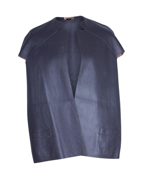short sleeve jacket in grey leather