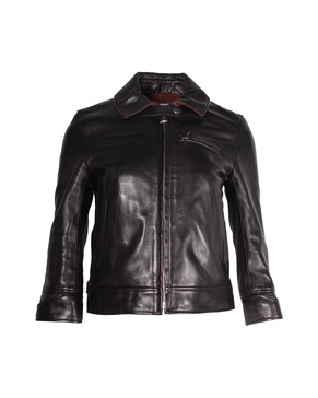 biker jacket in black calf leather