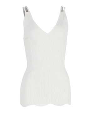 sandro knit sleeveless top in white cotton
