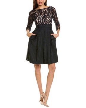 midi lace & faille dress