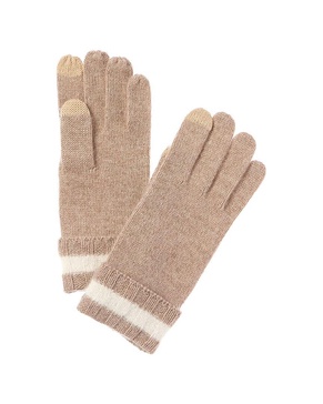 cashmere fuzzy stripe rib cuff cashmere gloves