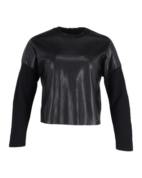faux leather jumper in black polyester