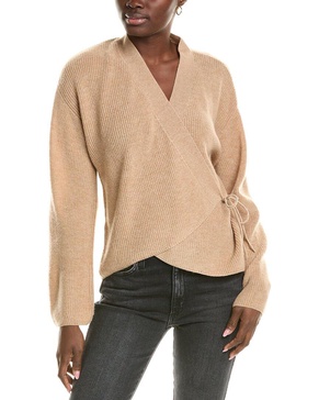 wool & cashmere-blend ribbed wrap cardigan