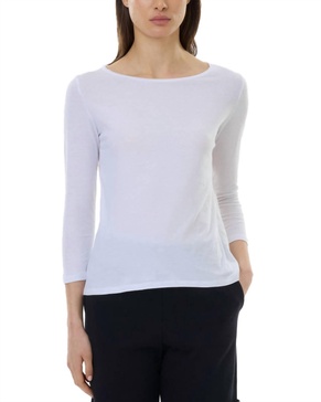 lycocell cotton 3/4 sleeve boatneck in blanc