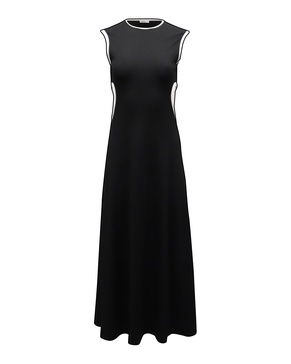 negative space rib maxi dress in black polyester