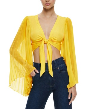 alice + olivia Rochelle Pleated Cropped Top