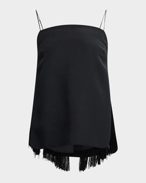 fringe paneled silk crepe cami top