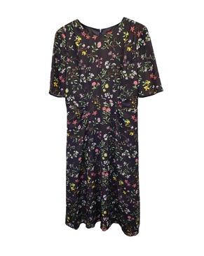 sylvia floral print dress in black silk