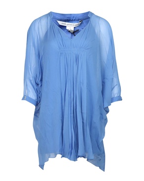 loose shirt dress in blue silk