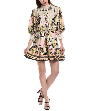 lace insert mini dress