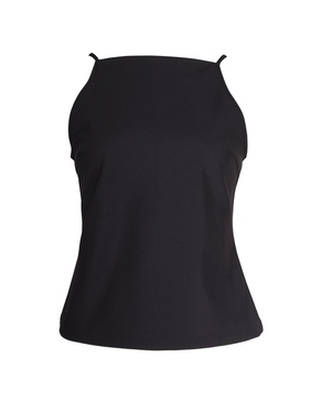 square neck tank top in black polyamide