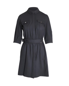 victoire belted mini shirtdress in black polyester