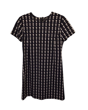 jatinn geometric tile-print shift dress in black wool