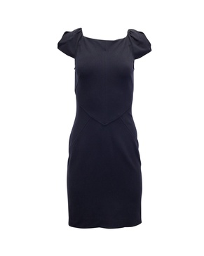 puffed sleeve mini dress in navy blue viscose