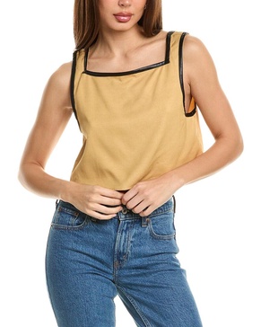 linen-blend crop top
