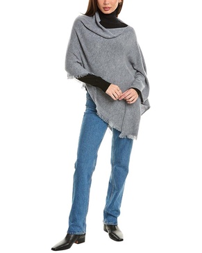 fringe asymmetrical cashmere poncho