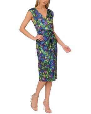 adrianna eve printed satin sheath dress