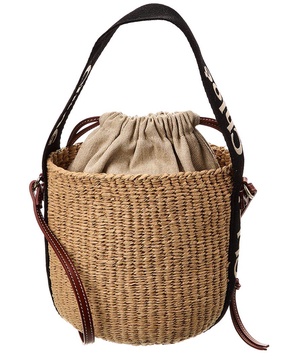 woody small paper & leather bucket bag