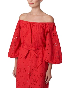 off shoulder balloon sleeve a-line top