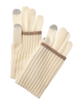 cashmere fold-over tipped cuff cashmere gloves