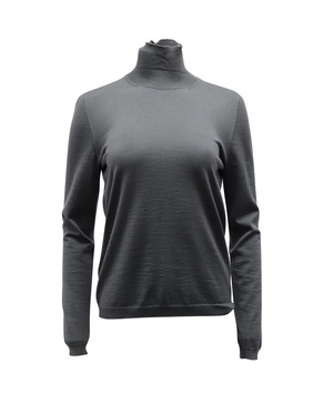 long sleeve turtleneck sweater in grey wool