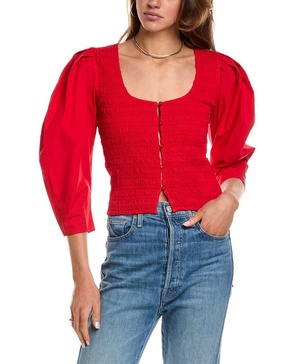 poplin smocked blouse
