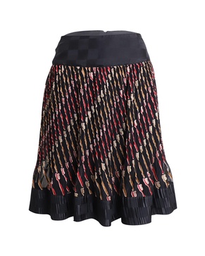 printed knee length skirt in multicolor silk