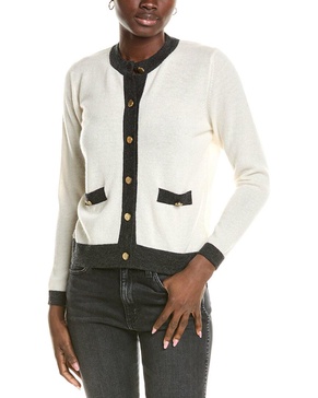 wool & cashmere-blend contrast button jacket