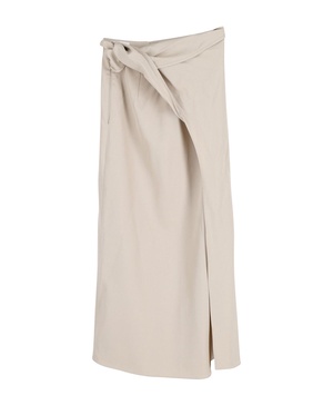 midi skirt in beige wool