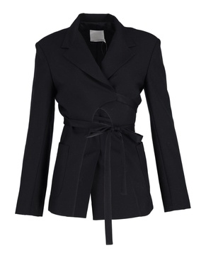 tie-waist blazer in black polyester