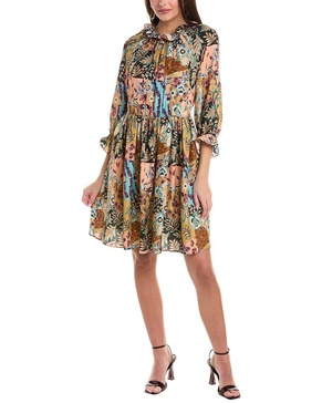 printed silk-blend mini dress