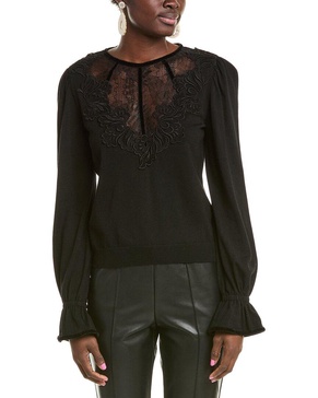lace-trim wool sweater