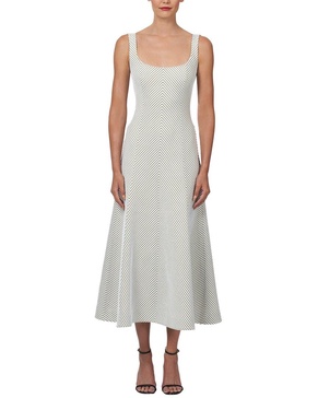 square neck button front midi dress