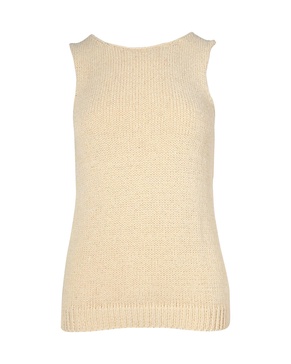 knitted sleeveless top in beige cotton