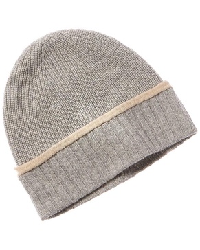 cashmere tipped cuff ribbed cashmere beanie