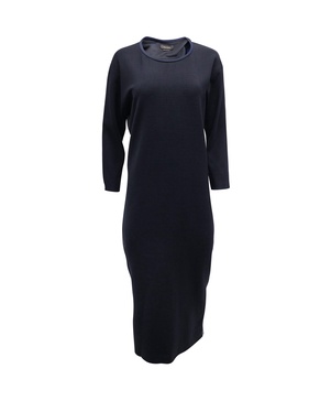 deena two-tone panel dress in navy blue wool