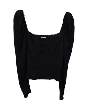 roma plunge neck top in black viscose