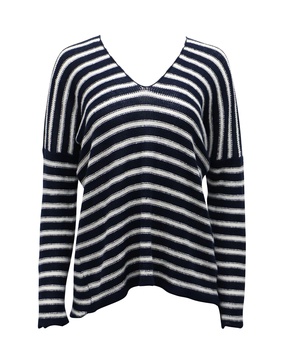striped sweater in navy blue linen