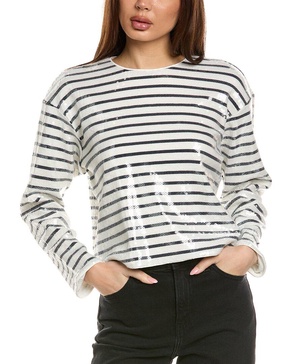 FRAME Denim Striped Sequin Top
