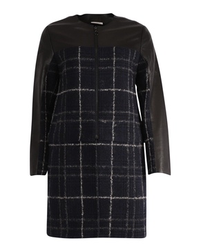 paneled checked coat in multicolor wool
