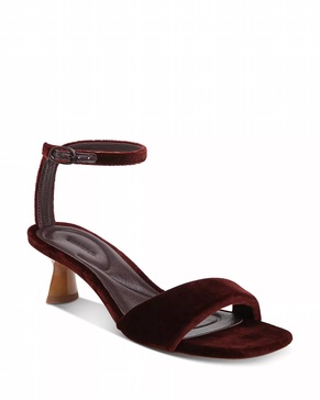 prue open toe sandal in pinot velvet