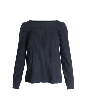 bateau neck ribbed sweater in black viscose