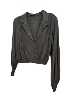 long sleeve shirt top in black stripe