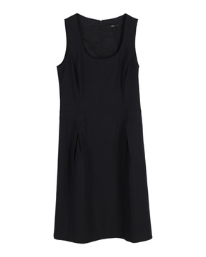 sleeveless shift dress in black wool