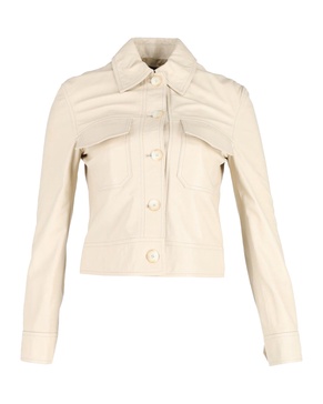 buttoned jacket in beige leather