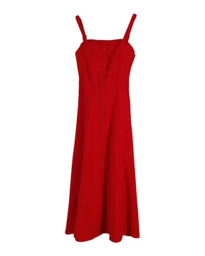 sleeveless button midi dress in red cotton